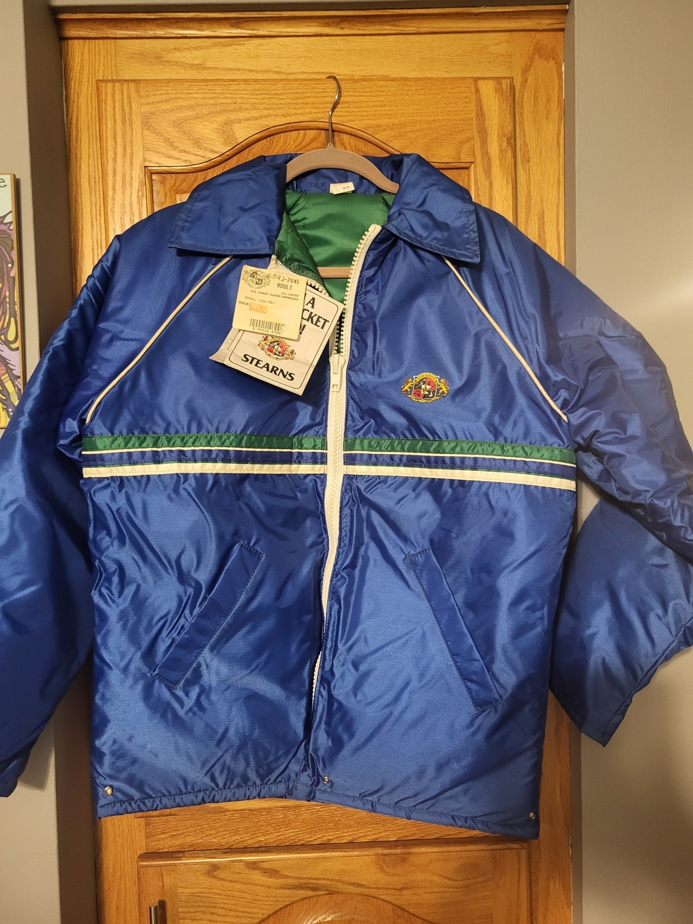 Vintage Stearns Flotation Jacket Life Vest Coat Blue 80 90's Safety Gear Mens Sm